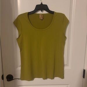 Kasper Short Sleeve Lime Green Top